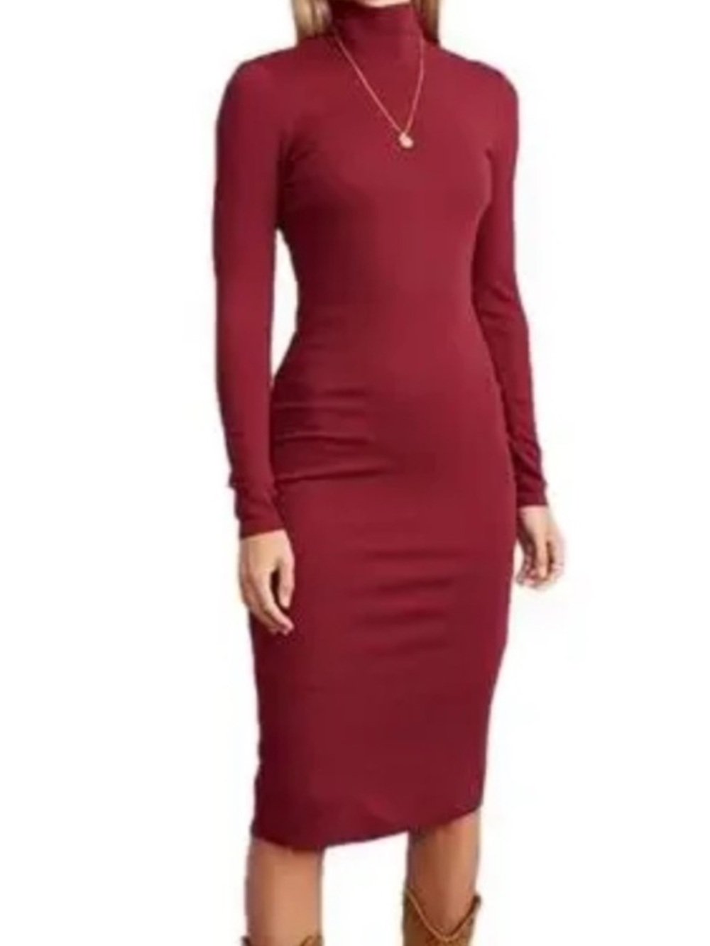 Marine Layer Lexi Rib Midi Dress - Burgundy